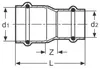 15x12mm Reduziermuffe I/I Kombifitting Frabo DVGW Anteprima dell’immagine prodotto 2