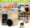 A collage of images showing spice jars with labels, demonstrating different types of labels and their features. Náhled obrázku produktu