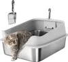 PawHut Katzentoilette Edelstahl Offene Katzenklo mit Produktbild-Vorschau 1
