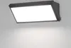 A modern LED outdoor wall light mounted on a wall, casting a bright light downwards. Produktbild-Vorschau