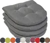 A stack of gray seat cushions on a white background, with a row of colored circles below. Produktbild-Vorschau