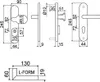 Technical drawing with dimensions of a door handle set. Produktbild-Vorschau