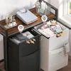 Velký dvoukomorový koš na prádlo s policí, průmyslový Náhled obrázku produktu 6
