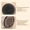 Close-up images of a desktop heater with descriptive text highlighting its features. Produktbild-Vorschau