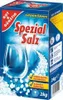 A box of dishwasher salt with a glass and salt crystals depicted. Podgląd zdjęcia produktu