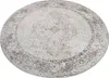 A round rug with a vintage, distressed pattern in gray and beige tones, presented on a white background. Produktbild-Vorschau