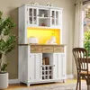 Küchenschrank Hochschrank mit LED-Beleuchtung & Weinregal, Produktbild-Vorschau 1