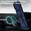 A blue phone case with a ring holder is shown attached to a magnetic car mount inside a car. Produktbild-Vorschau