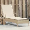 vidaXL Sonnenliege mit Rollen und Auflage Beige Poly Rattan Produktbild-Vorschau 2