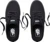 A top-down view of a pair of black Vans shoes with their laces untied. Voir les images du produit
