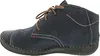Side view of a single blue women's bootie. Produktbild-Vorschau