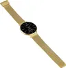 A gold smartwatch with a black face is shown against a white background. Produktbild-Vorschau