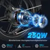 Close-up of an electric bicycle motor with glowing blue energy effects and text overlays. Voir les images du produit