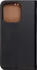 A black leather phone case with brown stitching and a brown interior, shown from the front. Náhľad obrázku produktu