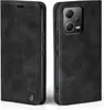 A black flip case for a smartphone is shown from two angles. Produktbild-Vorschau