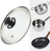A collage of kitchenware including a glass lid, a small pot, a saucepan, and a frying pan. Náhľad obrázku produktu