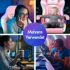 A collage of four images showing people using gaming chairs in different settings, with a central overlay text. Produktbild-Vorschau