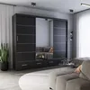 A modern living room with a large mirrored wardrobe and a sectional sofa. Produktbild-Vorschau