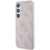 A pink Guess phone case with a repeating logo pattern and a gold Guess logo in the center. Náhľad obrázku produktu