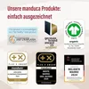 A collage of awards and certifications for Manduca products. Produktbild-Vorschau
