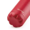 A close-up shot of the bottom part of a red insulated water bottle. Voir les images du produit