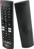 Two black LG remote controls are shown against a white background. One remote is shown from the front, displaying its buttons and the LG logo. The other remote is shown from the back, with its battery compartment cover visible. Produktbild-Vorschau