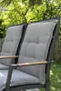 Two outdoor chairs with gray cushions are shown in a garden setting. Produktbild-Vorschau