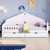A child's bedroom with a white house-shaped bed with LED lighting. Náhľad obrázku produktu
