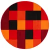 Designer Teppich Brilliant Rot Orange Karo Rund, Größe:160 Produktbild-Vorschau 5