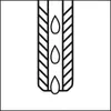 A diagram showing drops of liquid falling through a hollow tube with hatched sides. Produktbild-Vorschau