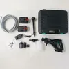 A collection of items for a portable pressure washer, laid out on a white surface. Produktbild-Vorschau