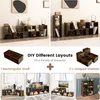 Collage showing different configurations and uses of modular shelving units, including as a TV stand. Produktbild-Vorschau