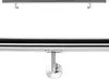 A close-up view of a stainless steel handrail with wall mounts, shown against a white background. Produktbild-Vorschau