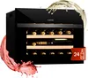 A wine cooler filled with wine bottles, with splashes of red and white wine on the sides. Produktbild-Vorschau