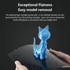 A blue 3D printed cat model is placed on a black textured surface, with hands holding the surface from the sides. Náhled obrázku produktu