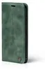 A green flip cover phone case is shown against a white background. Produktbild-Vorschau