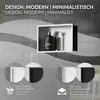 A modern bathroom shelf with soap and a razor, with close-up views of the shelf's construction and available finishes. Náhled obrázku produktu