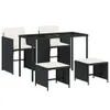 5-tlg. Garten-Essgruppe mit Kissen Schwarz Poly Rattan Produktbild-Vorschau 1
