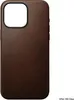 A brown leather iPhone case is shown against a white background. Produktbild-Vorschau