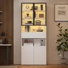 Merax Vitrine 70x30x200cm mit 2 Glastüren und 2 Schränke, Produktbild-Vorschau 6
