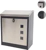 A mailbox with a stainless steel front and a black body, shown in a studio setting against a white background. Produktbild-Vorschau