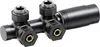 A black radiator thermostat valve with adapters, shown against a white background. Produktbild-Vorschau