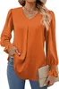 ASKSA Damen Bluse V-Ausschnitt Chiffon Plissee Produktbild-Vorschau 1