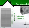 A marketing image for a wild fence (Wildzaun) showing a diagram of its structure and a roll of the fence. Produktbild-Vorschau