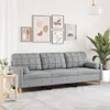 Sofa 3-Sitzer mit Zierkissen Hellgrau 210 cm Stoff Produktbild-Vorschau 2