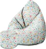 A bean bag chair and ottoman with a floral pattern on a white background. Náhľad obrázku produktu