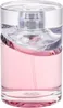 A close-up studio shot of a pink perfume bottle with a clear cap. Podgląd zdjęcia produktu
