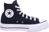 A black Converse Chuck Taylor All Star high-top sneaker with a white platform sole, shown from the side against a white background. Voir les images du produit