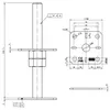 Technical drawing of an adjustable post foot with dimensions and specifications. Produktbild-Vorschau