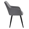 A side view of a single gray armchair with black metal legs against a white background. Produktbild-Vorschau